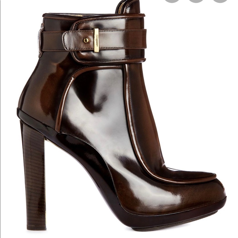 Salvatore Ferragamo Romy Bootie Napa Brown 7.5 8